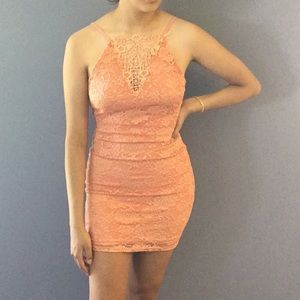 NWOT Salmon Flower embroidered dress